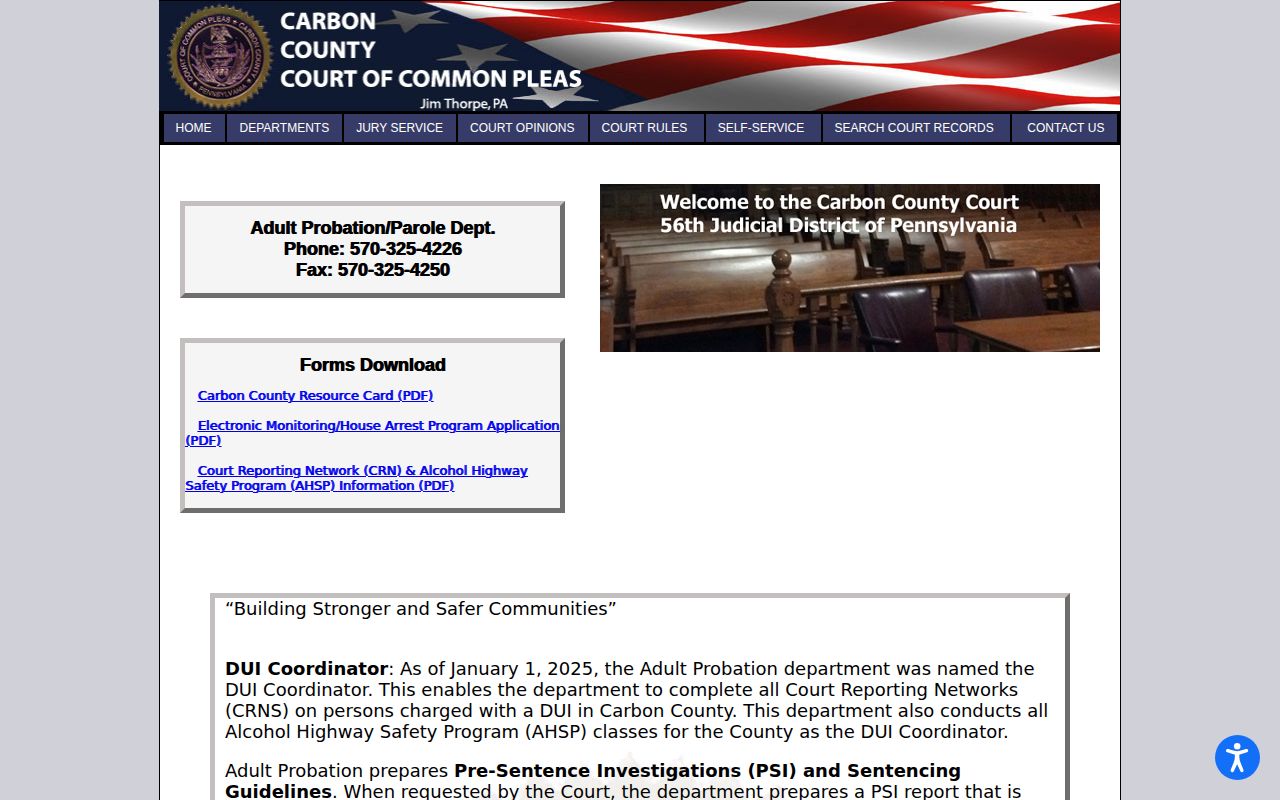 Carbon County post-release supervision information from Adult Probation and Parole